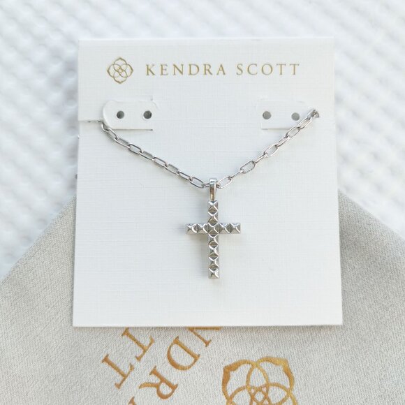 Kendra Scott Silver Jada Cross Short Necklace NEW - Picture 1 of 4